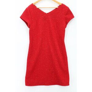 Vintage David Warren New York Mini Dress Womens Red Short Sleeve Rhinestones 10"